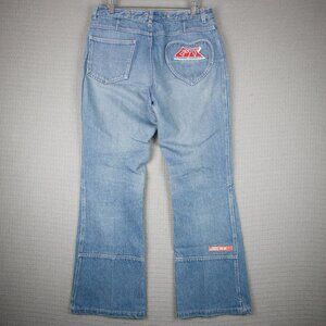 Esty Y2K 2000s Flare Denim Embroidered Jeans 32